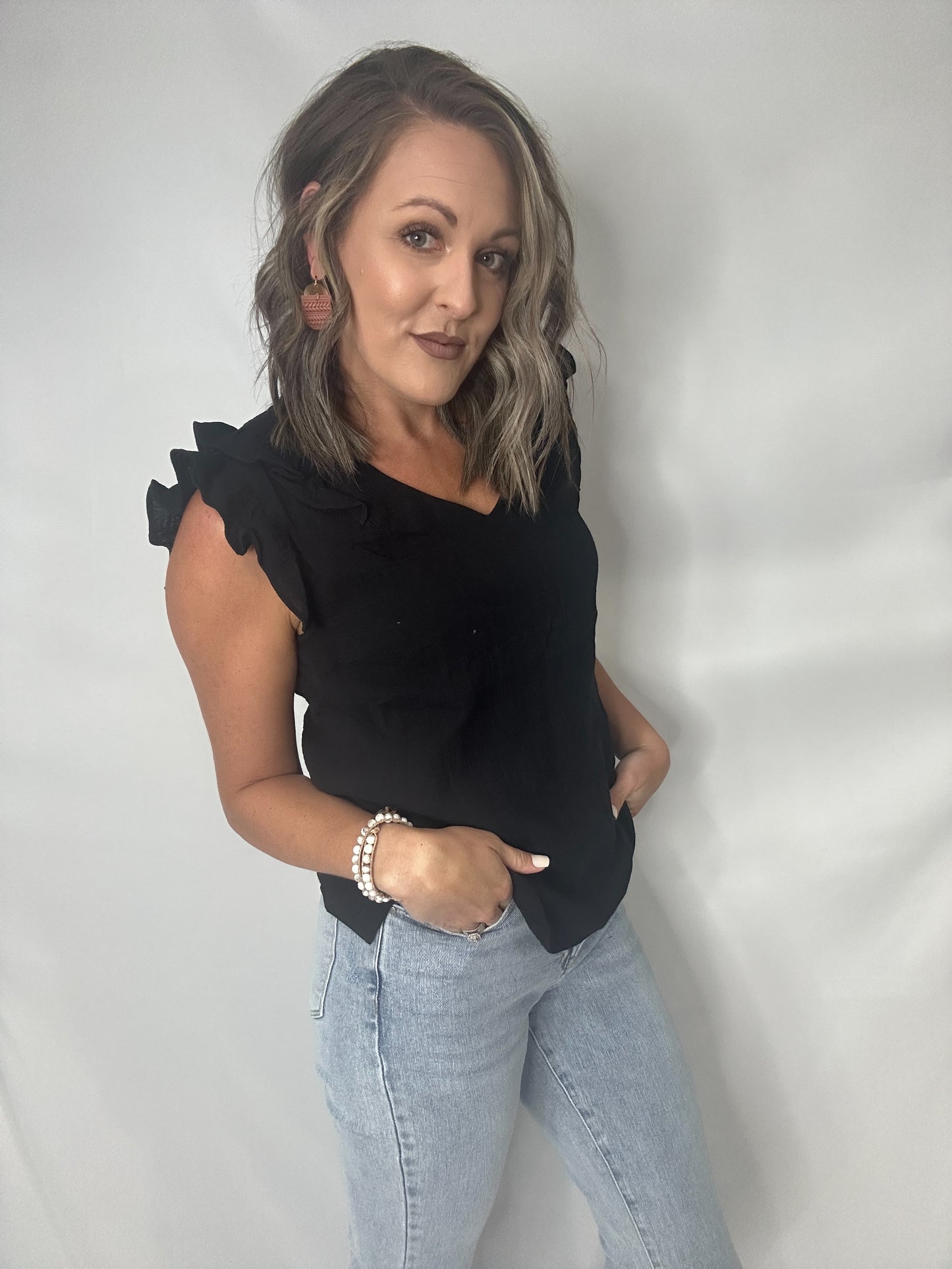 Black Ruffle Top