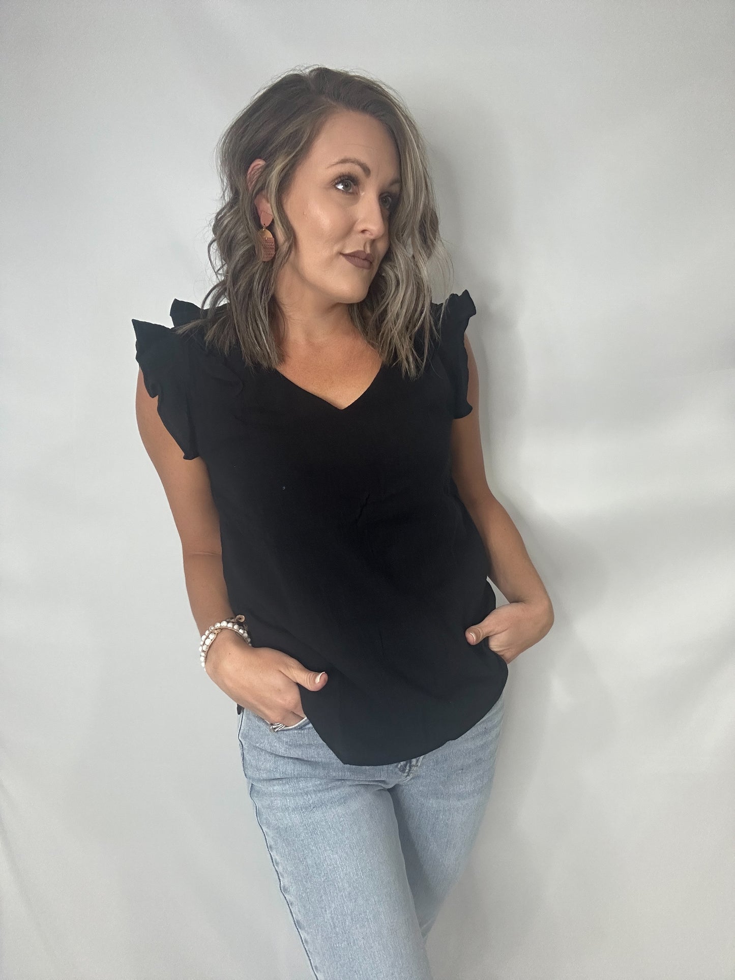 Black Ruffle Top