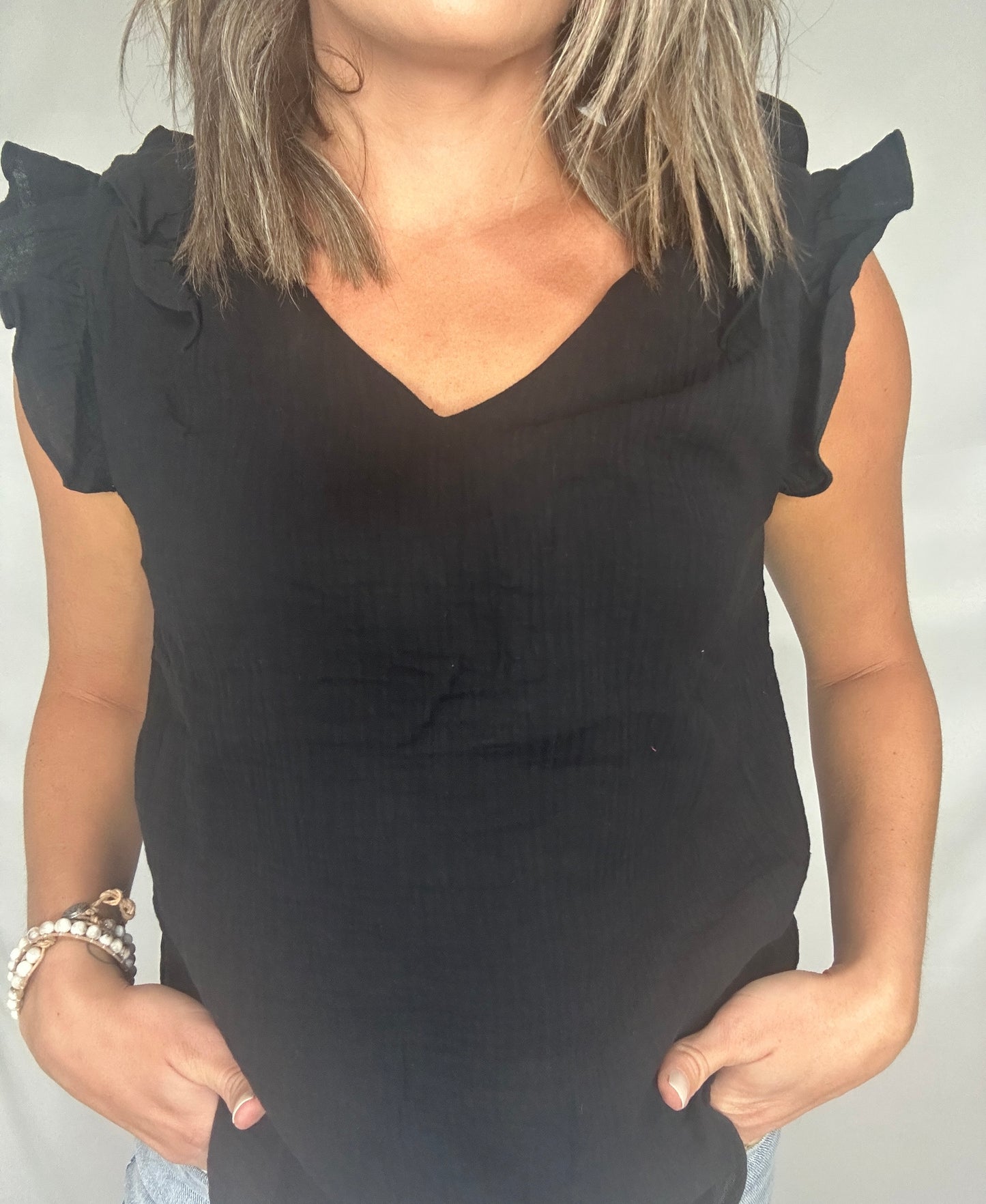 Black Ruffle Top