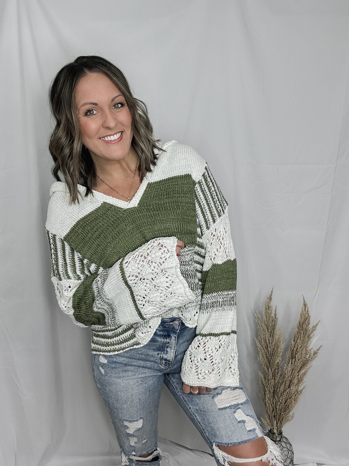 Color Block Crochet Hoodie