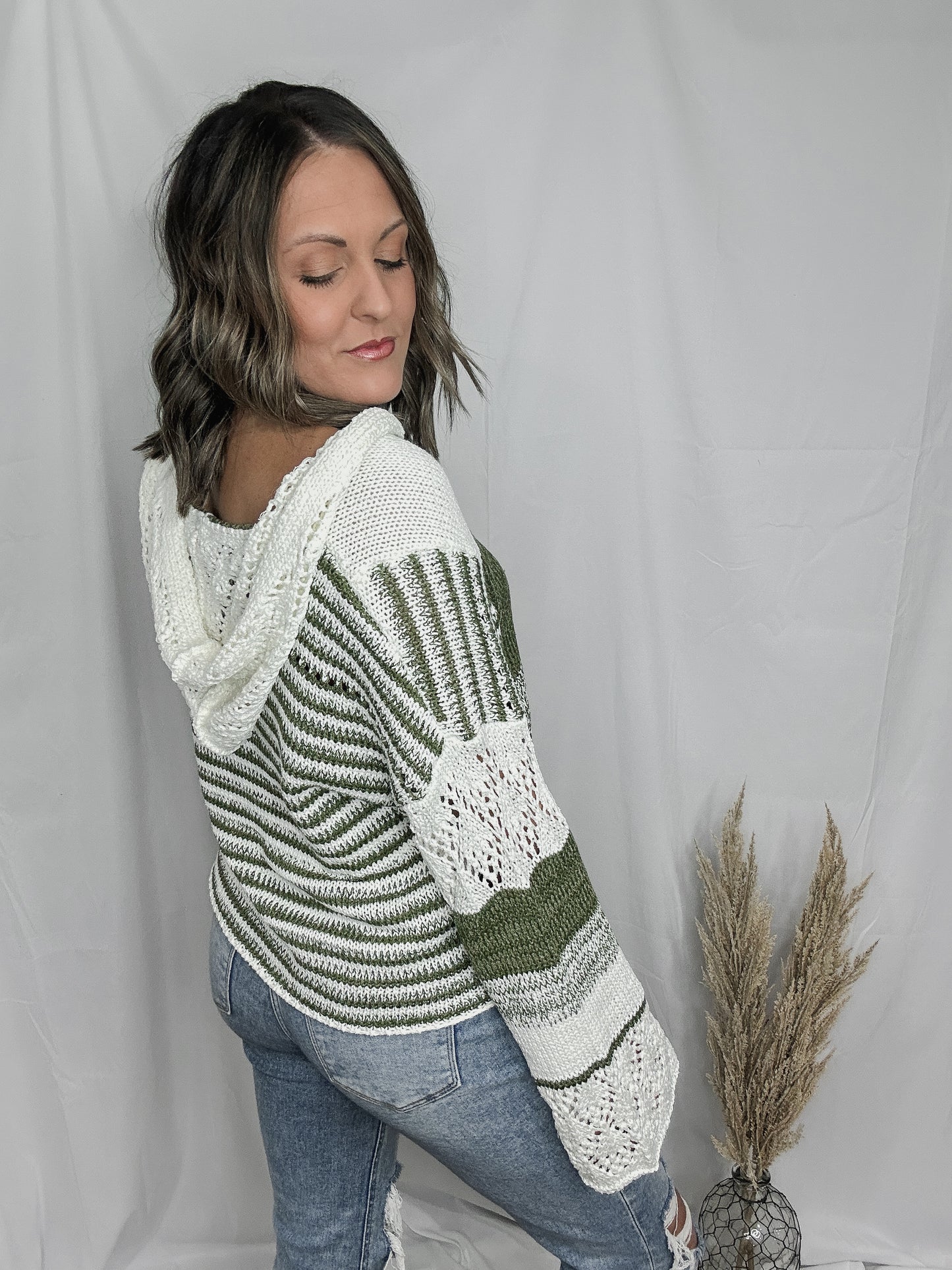Color Block Crochet Hoodie