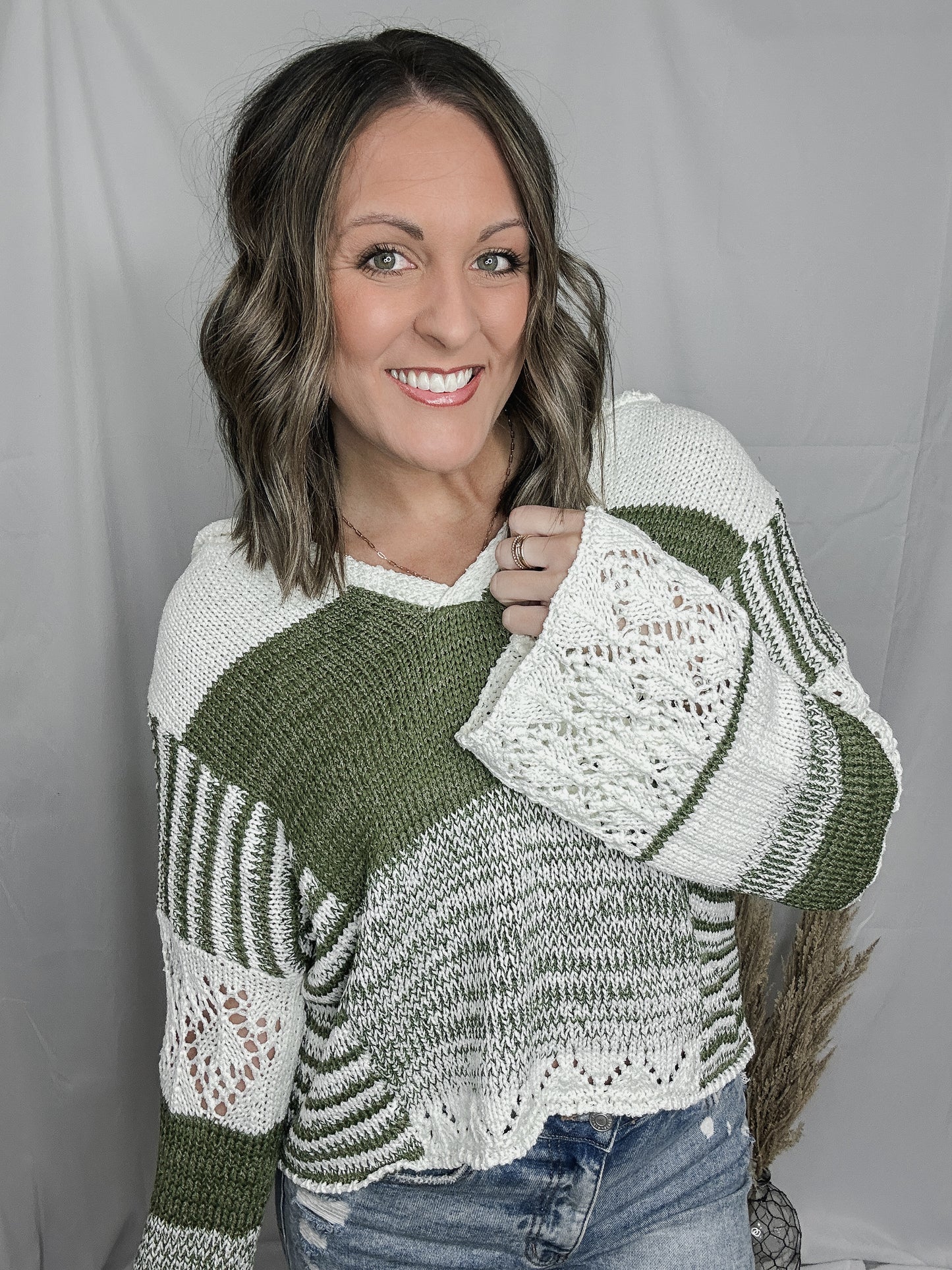 Color Block Crochet Hoodie