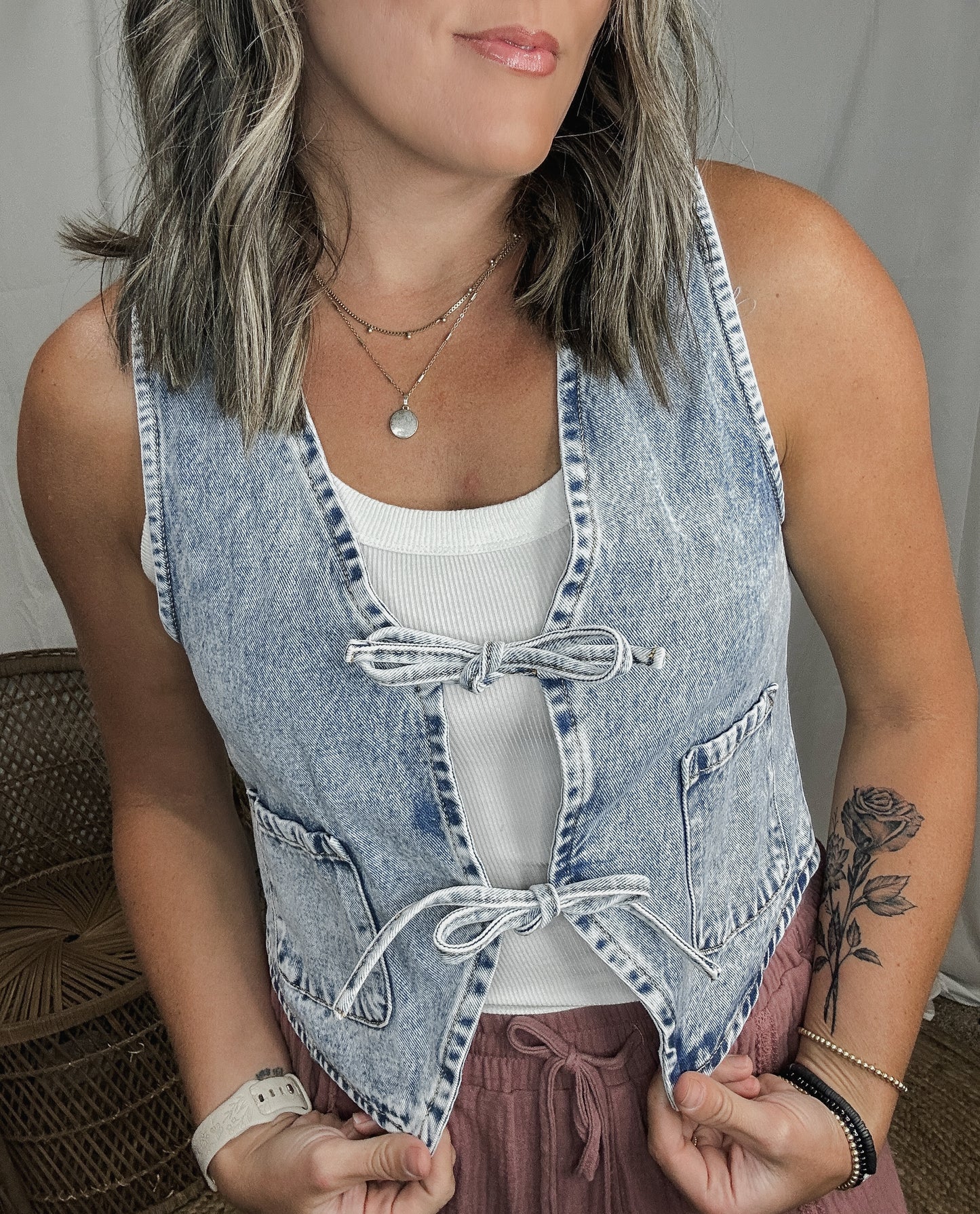 Rodeo Rebel Tie Denim Vest