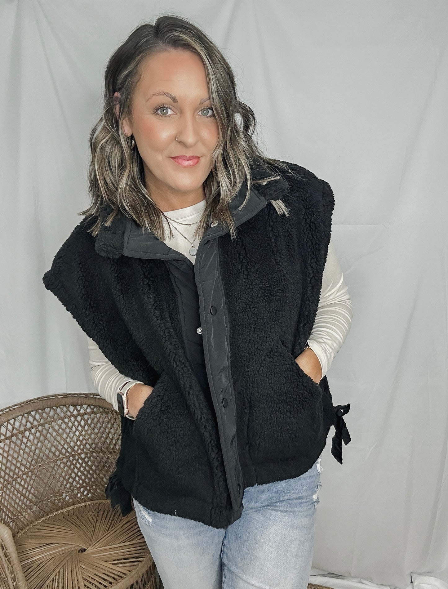 Sherpa Vest With Side Ties