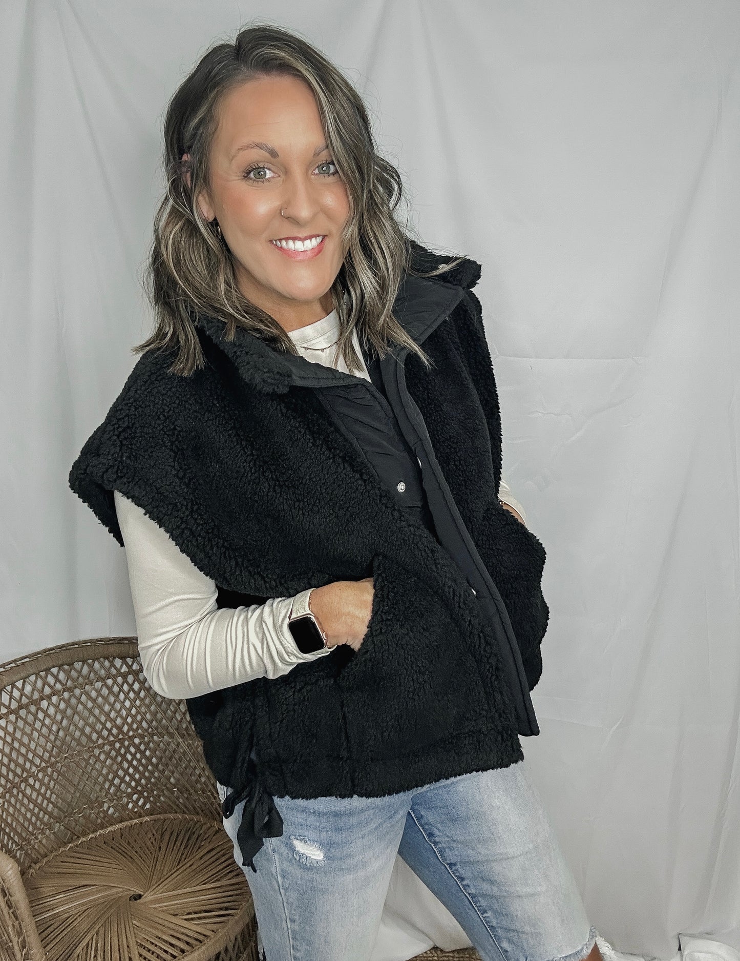 Sherpa Vest With Side Ties