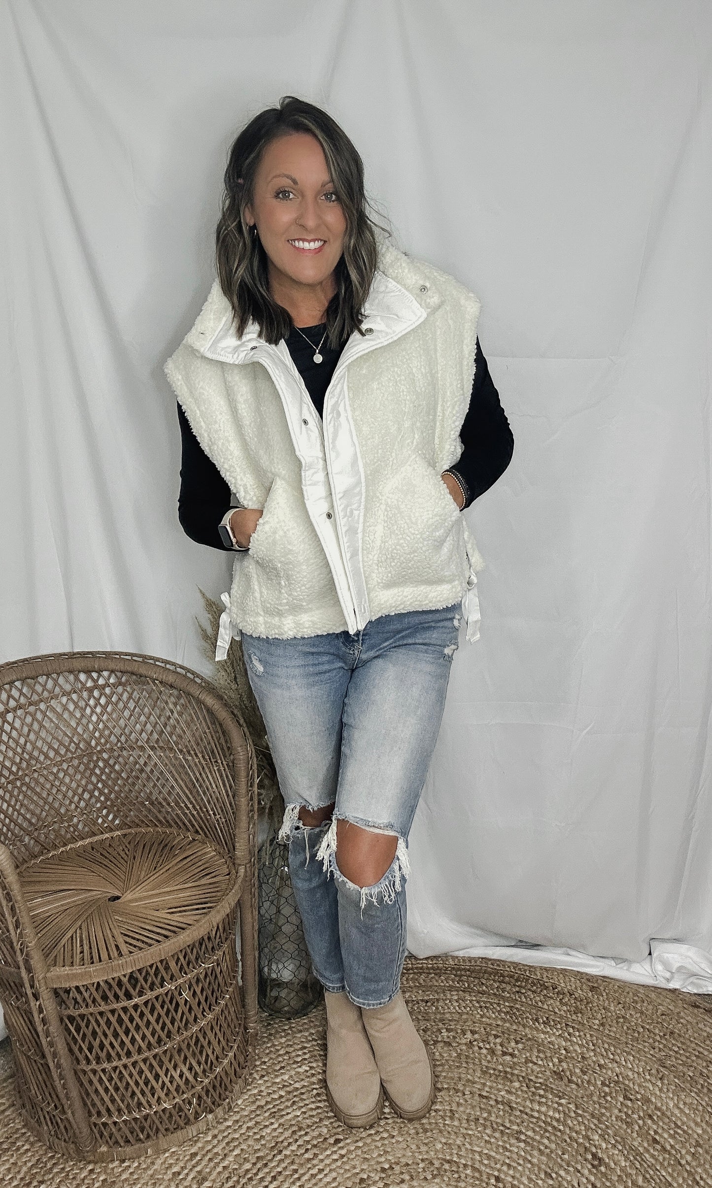 Sherpa Vest With Side Ties