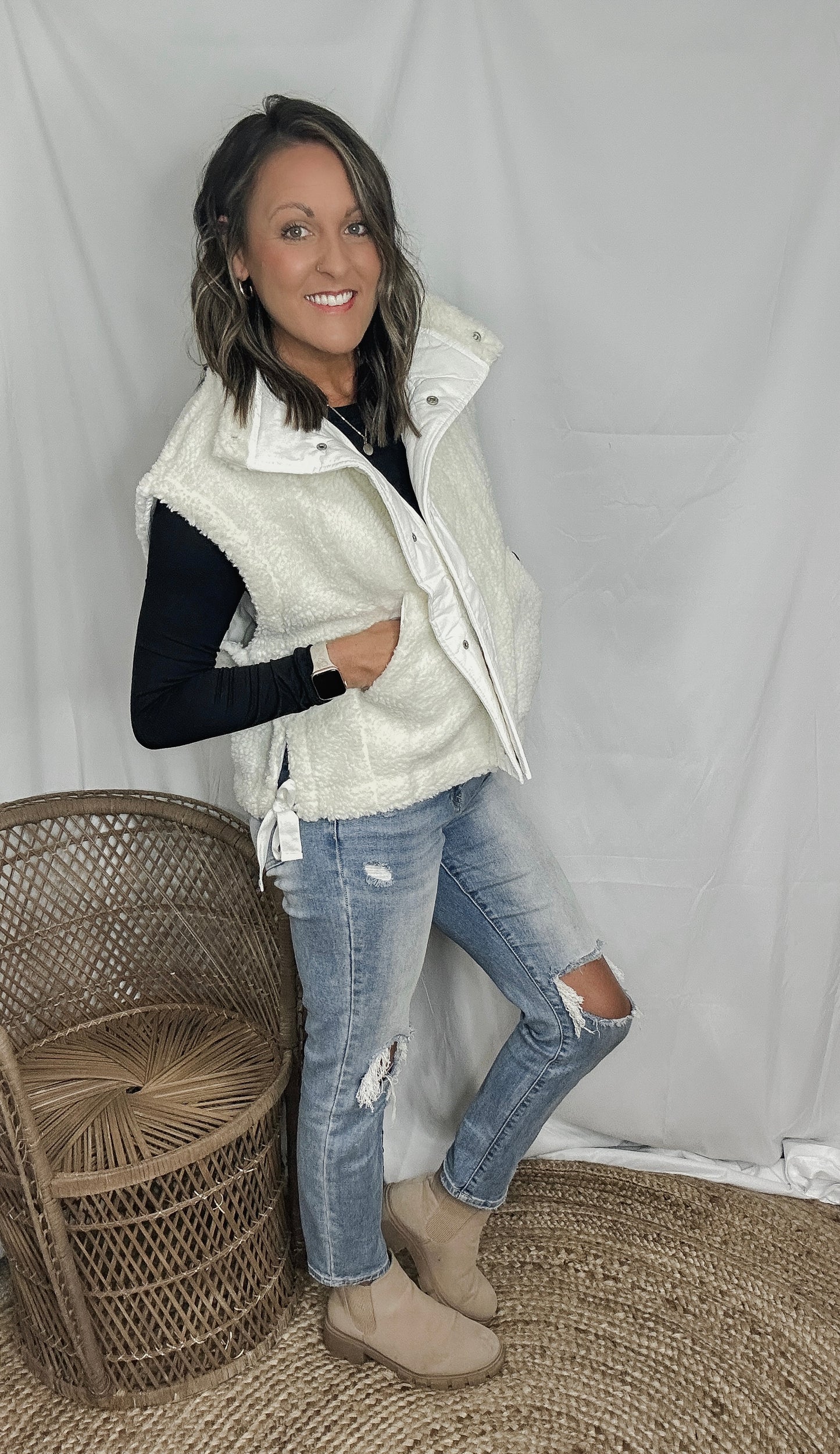 Sherpa Vest With Side Ties