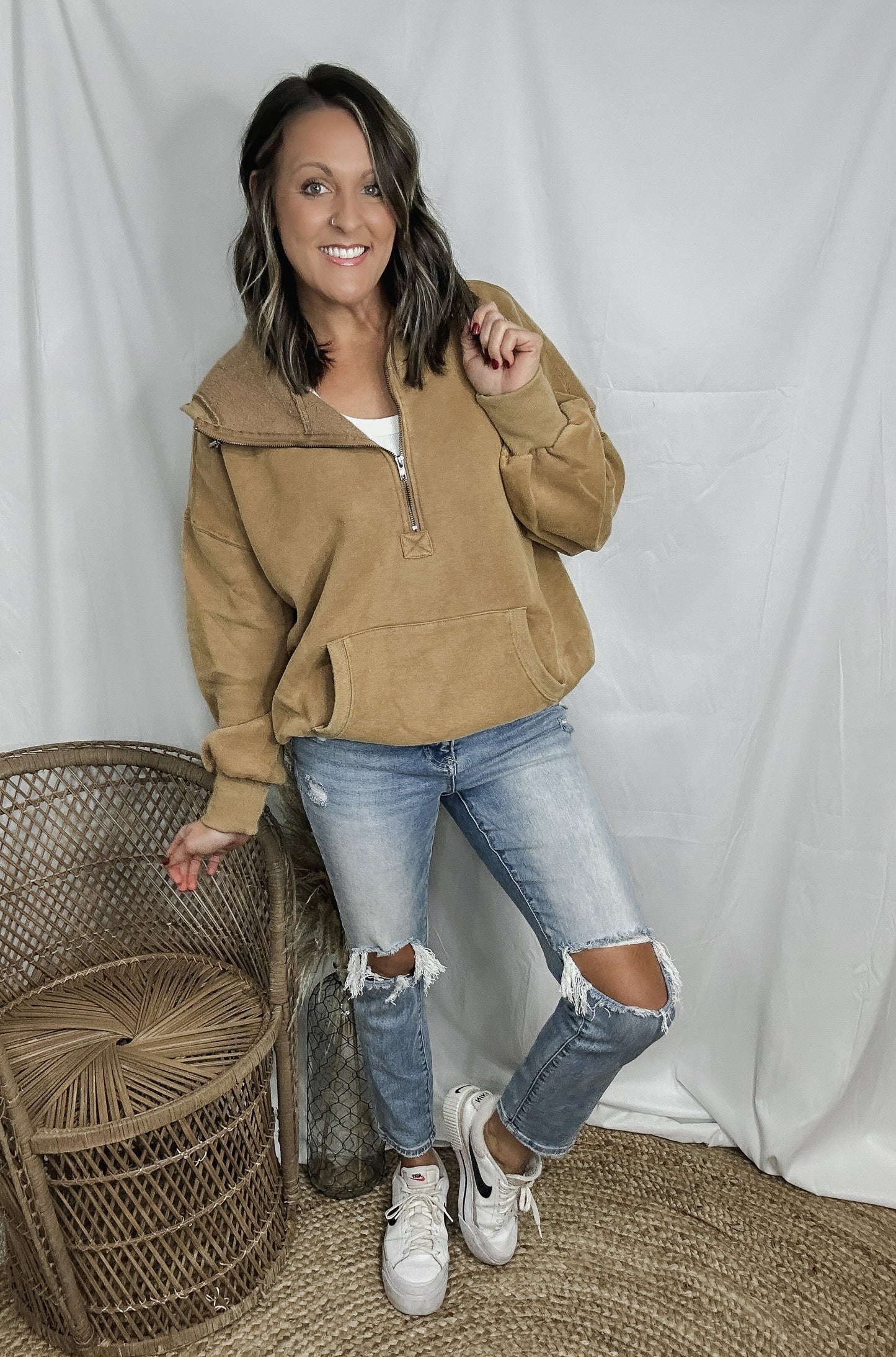 Half Zip Hailey Hoodie - Mocha