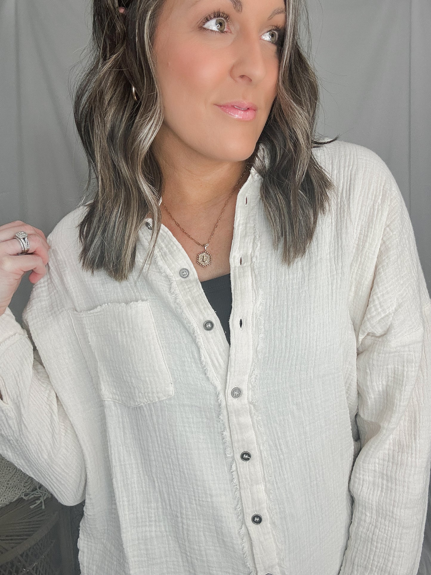 Raw Edge Button Down