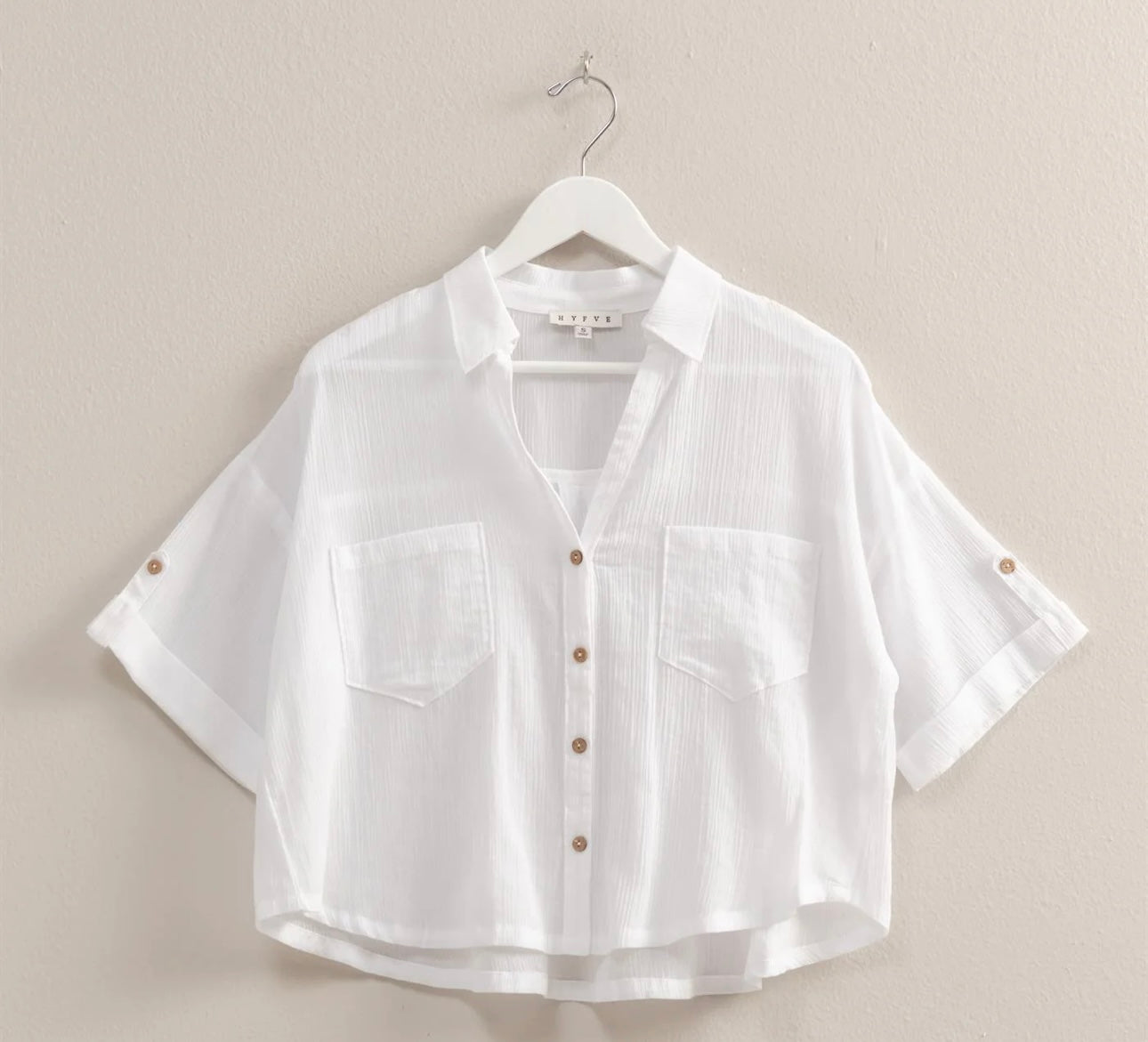 Short Sleeve Crop Button Down