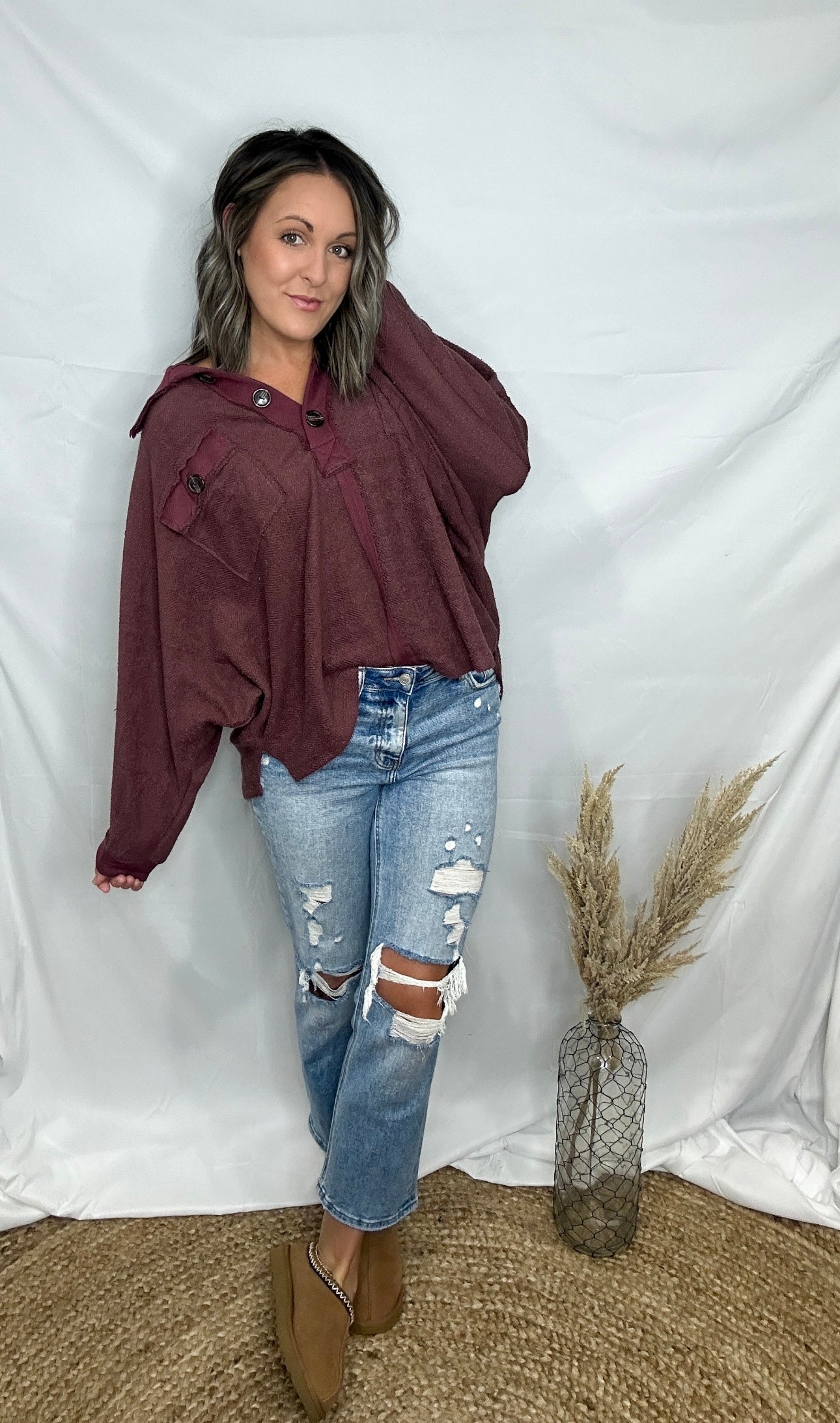 Fall In Love Top - Burgundy
