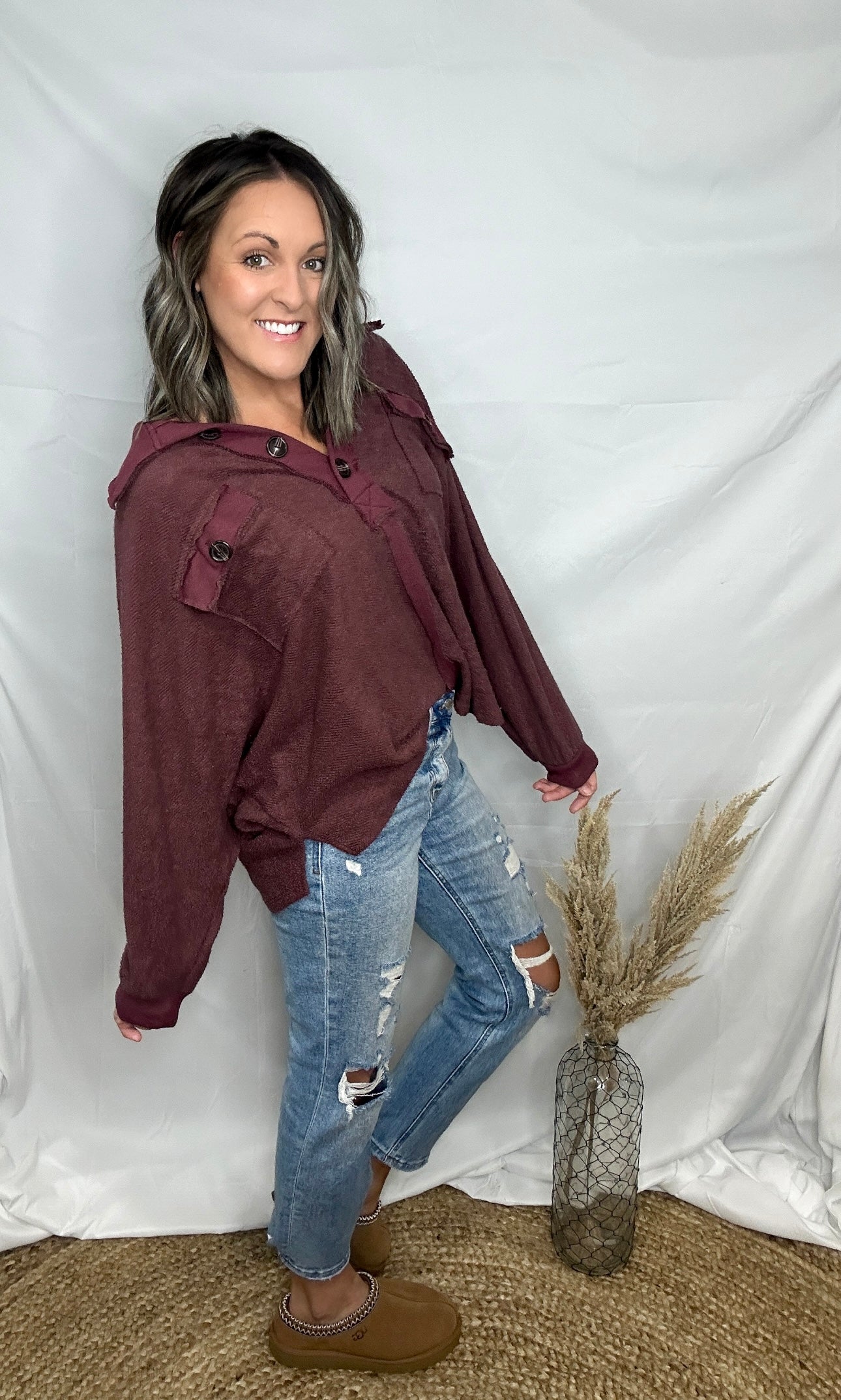 Fall In Love Top - Burgundy