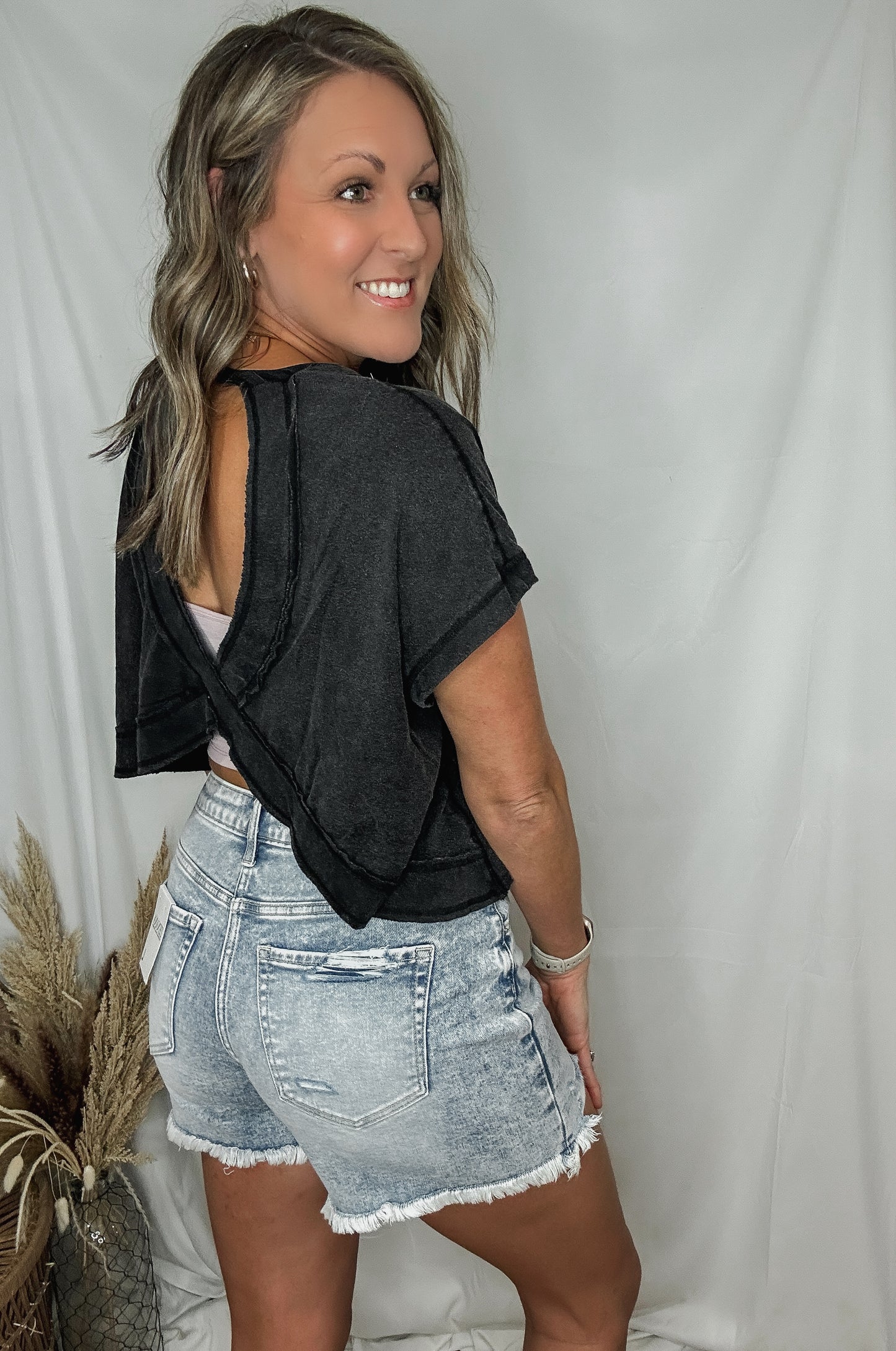 Delilah Light Wash Denim Shorts