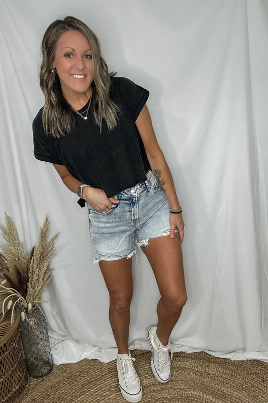 Delilah Light Wash Denim Shorts