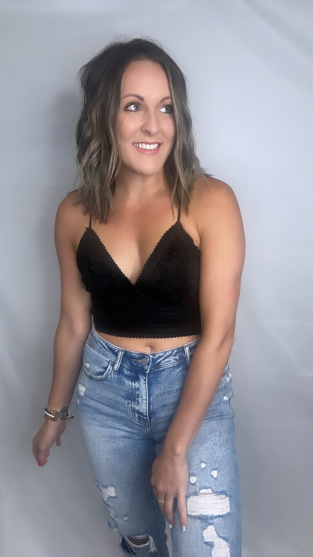 Lace Crop Cami - Black
