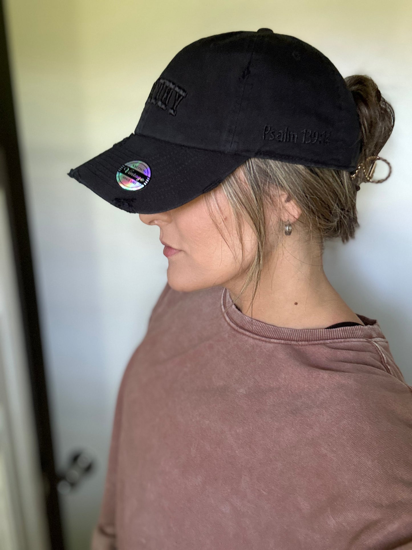 Worthy Distressed Black Baseball Cap