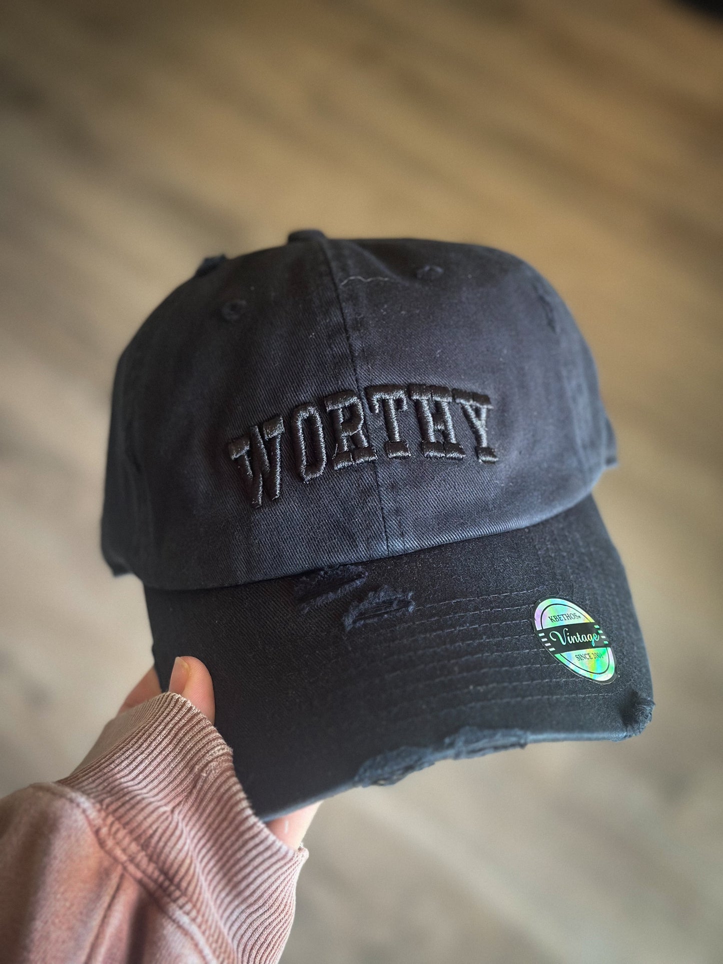 Worthy Distressed Black Baseball Cap