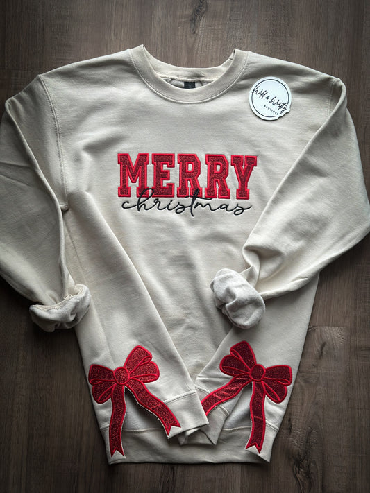 Merry Christmas Side Bow Sweatshirt