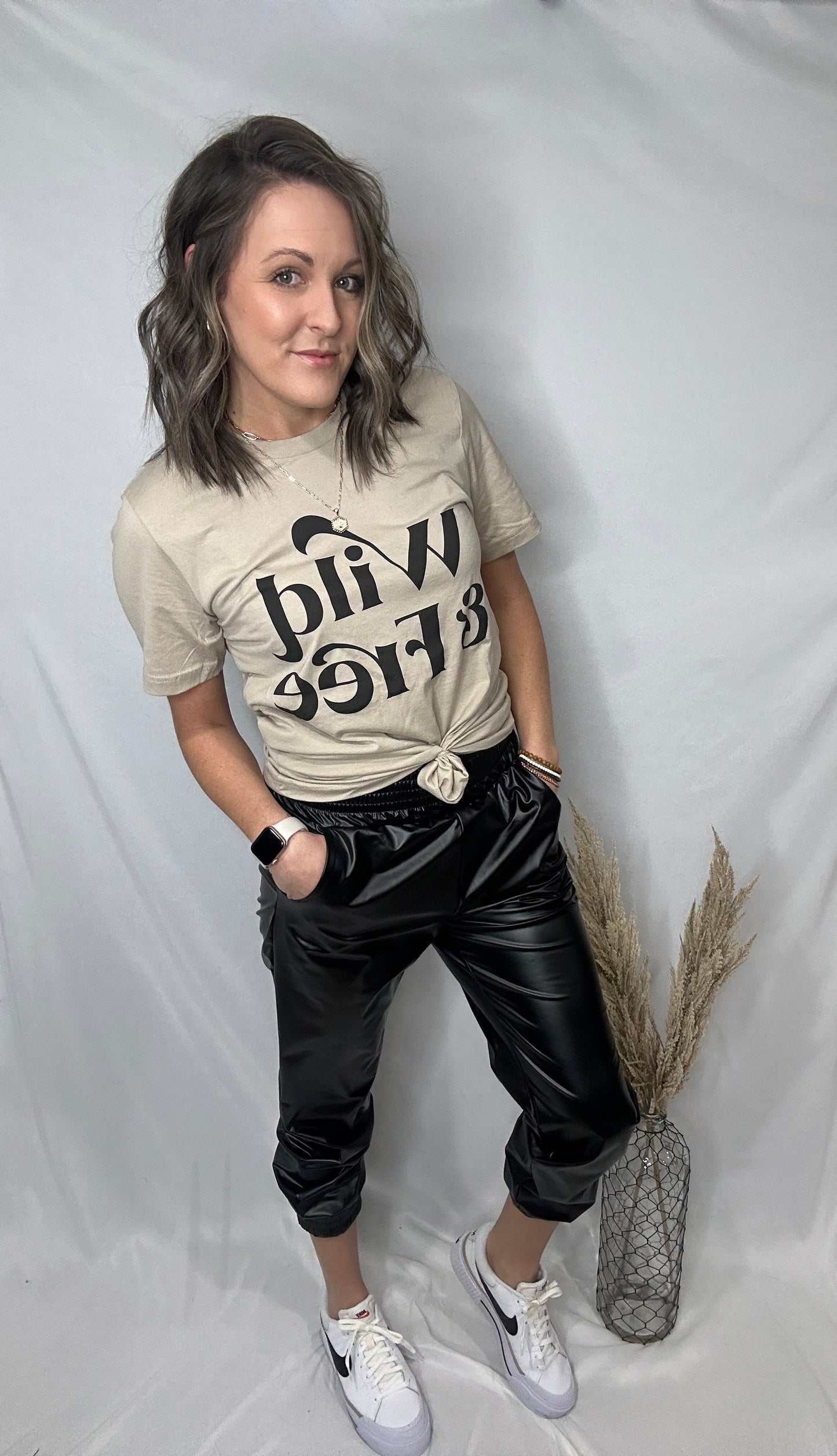 Faux Leather Joggers