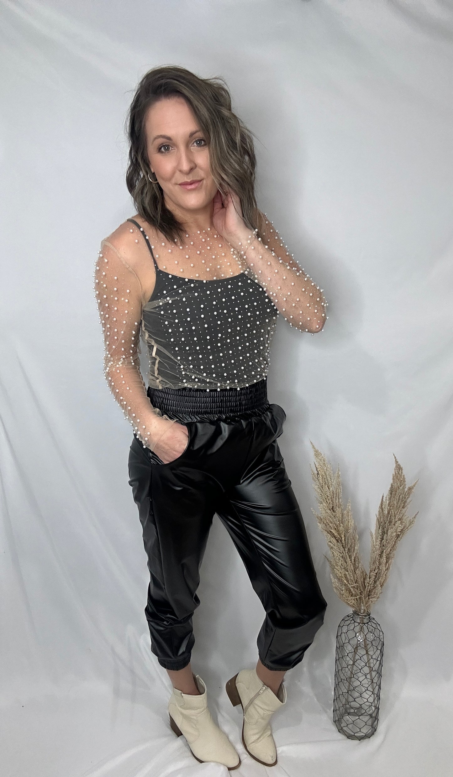 Faux Leather Joggers
