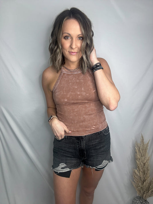 Stone Washed Cami - Camel
