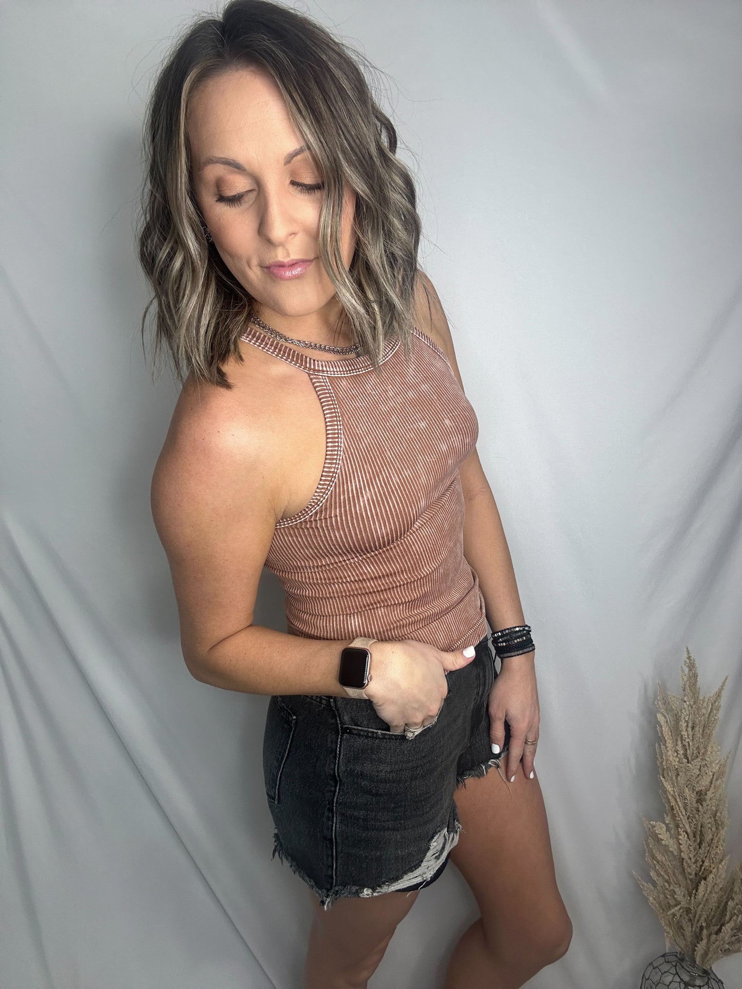 Stone Washed Cami - Camel
