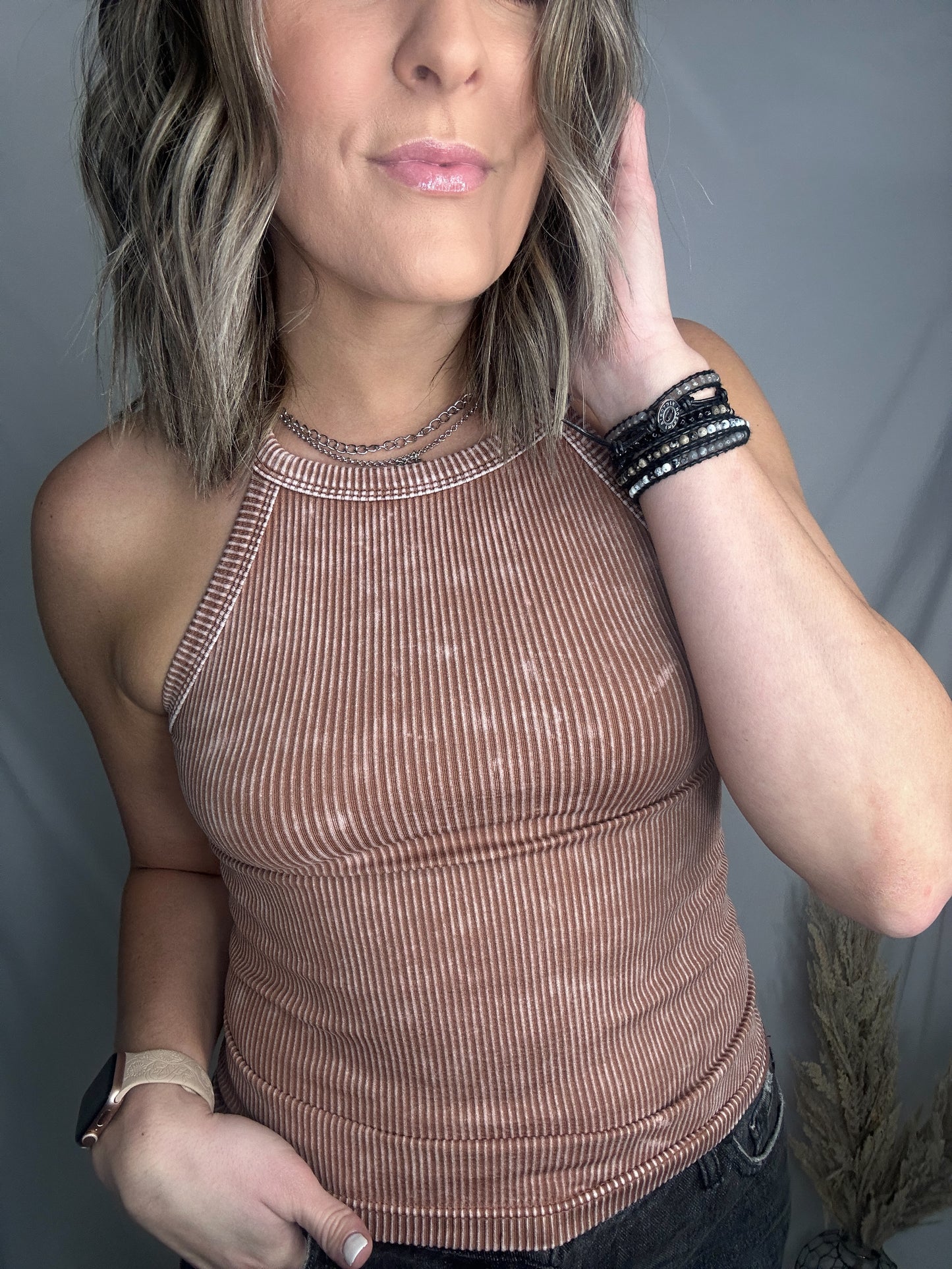 Stone Washed Cami - Camel