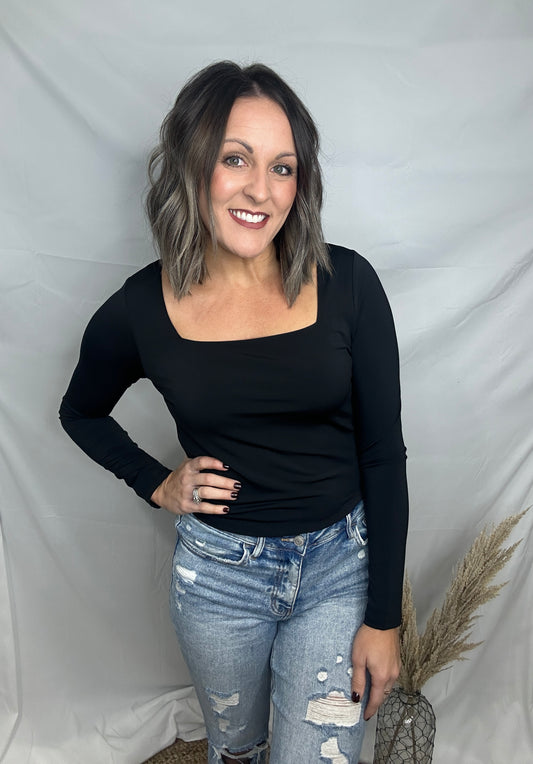 Square Neck Long Sleeve