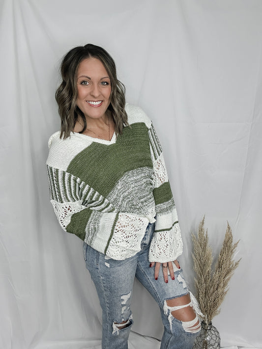 Color Block Crochet Hoodie