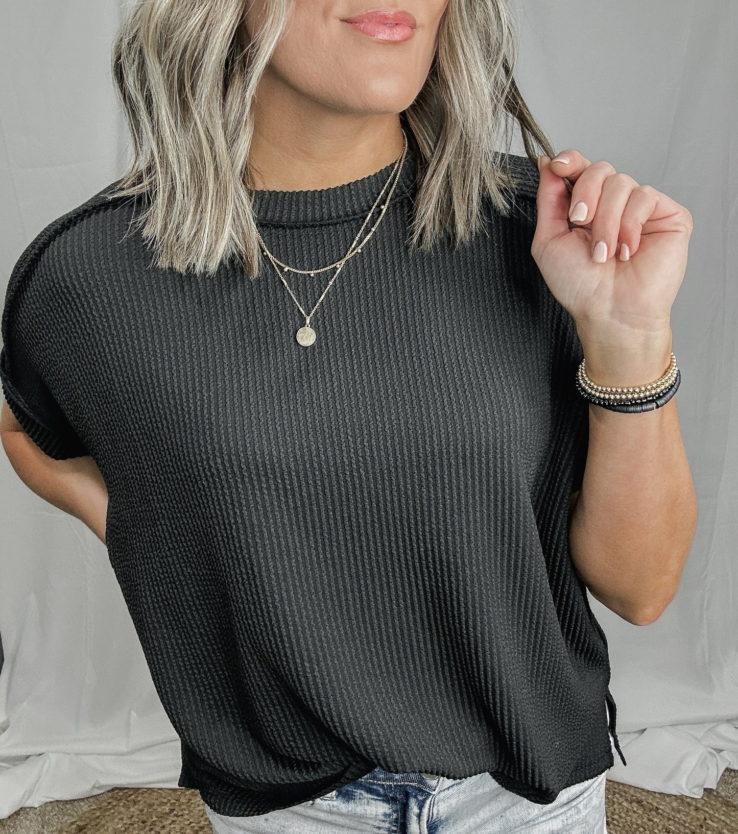 Wavy Corded Rib Tee