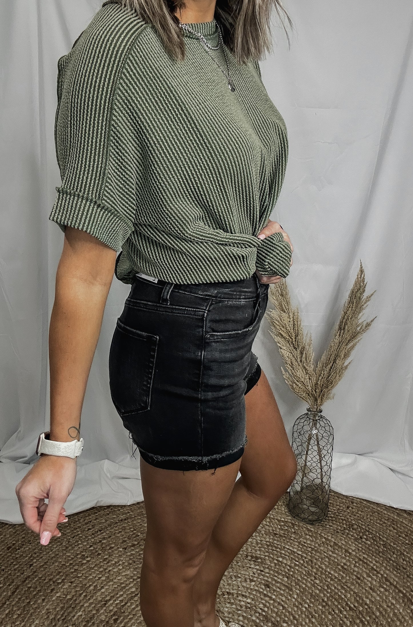 Cadence Cuffed Black Shorts