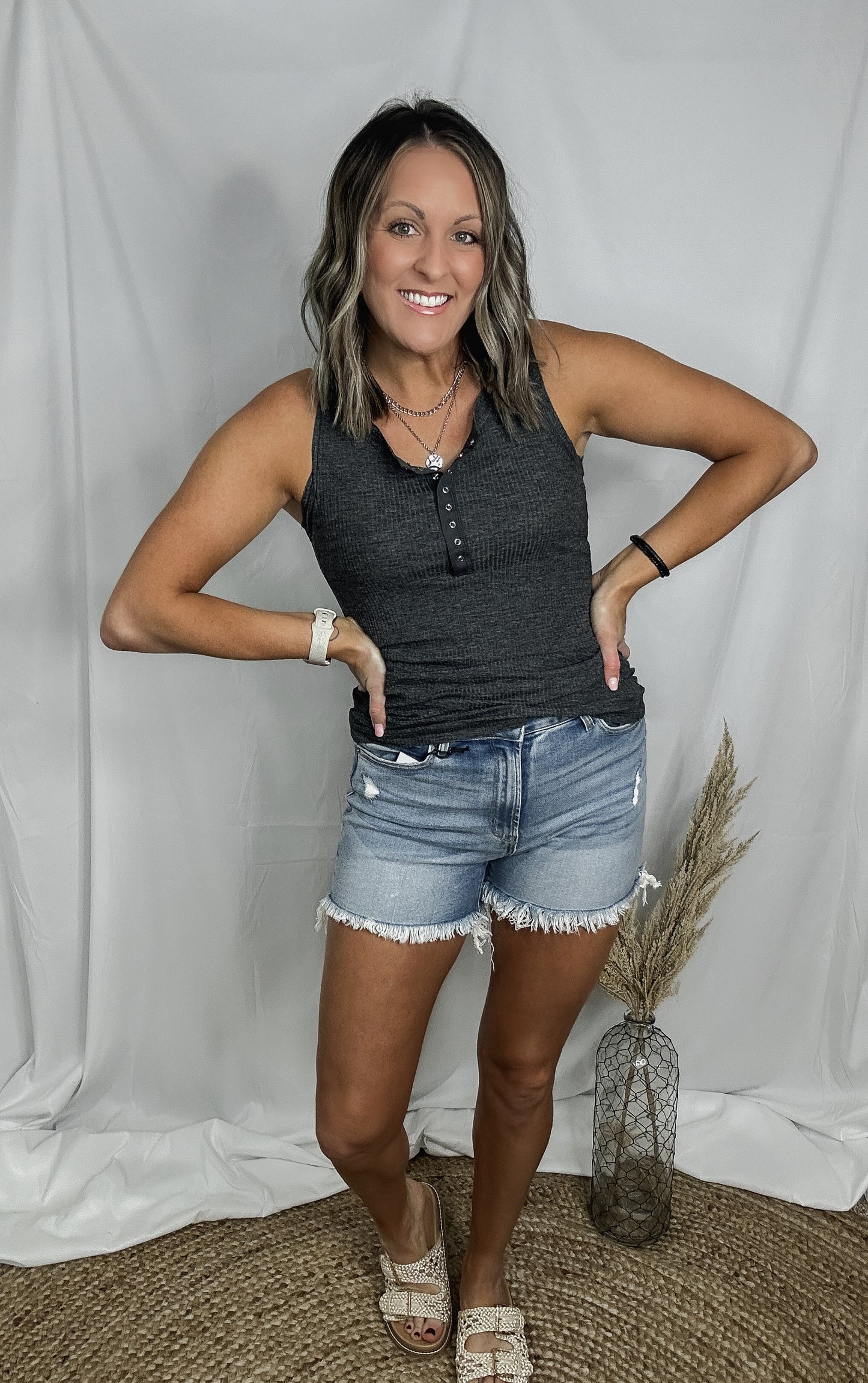 Finley Frayed Medium Wash Shorts