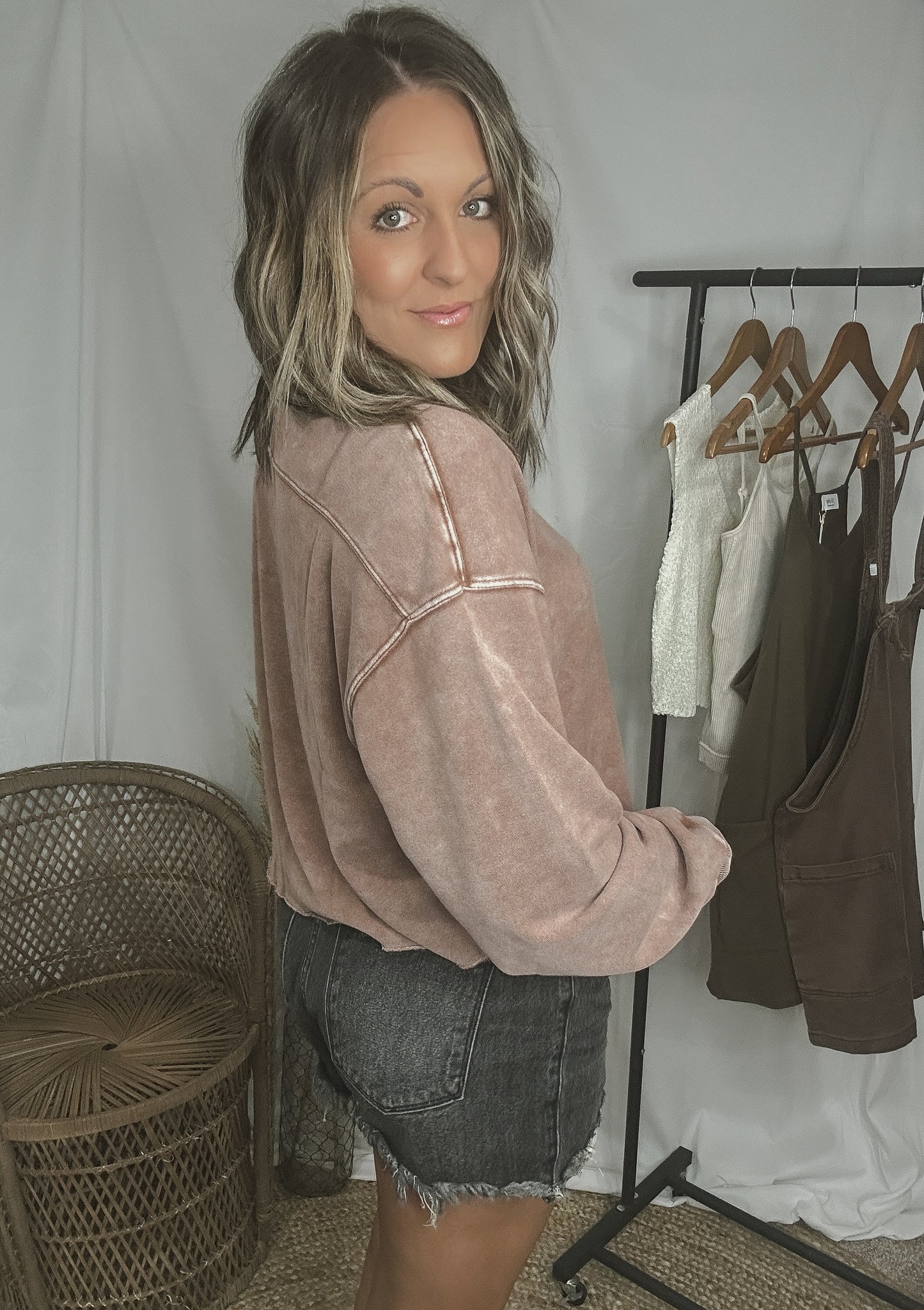 Raw Hem Cropped Crew