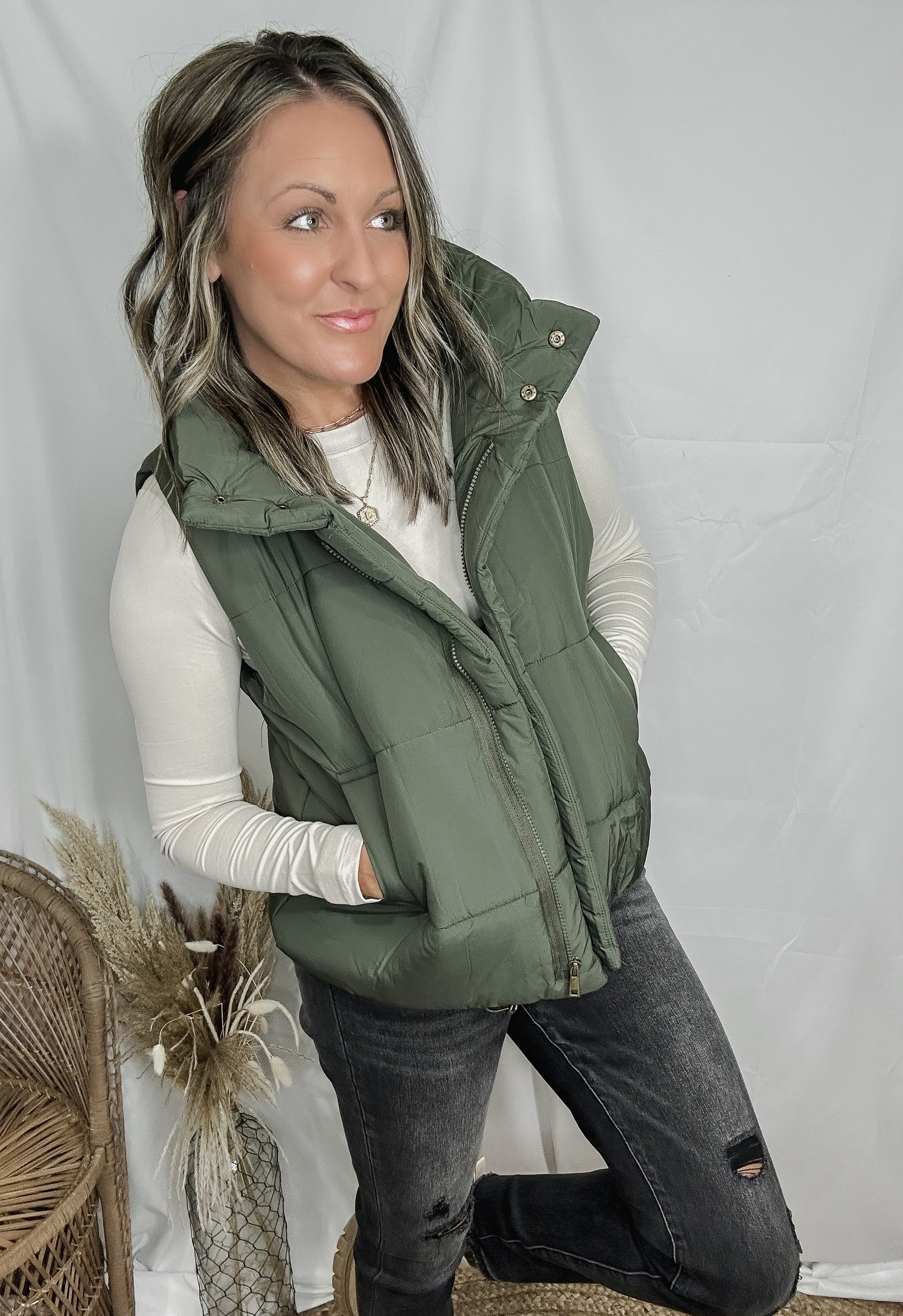 トップス 24ss OUR LEGACY Puffa Vest 46 Our Legacy - Exhale Puffa Vest Cavalry Olive Aero Nylon