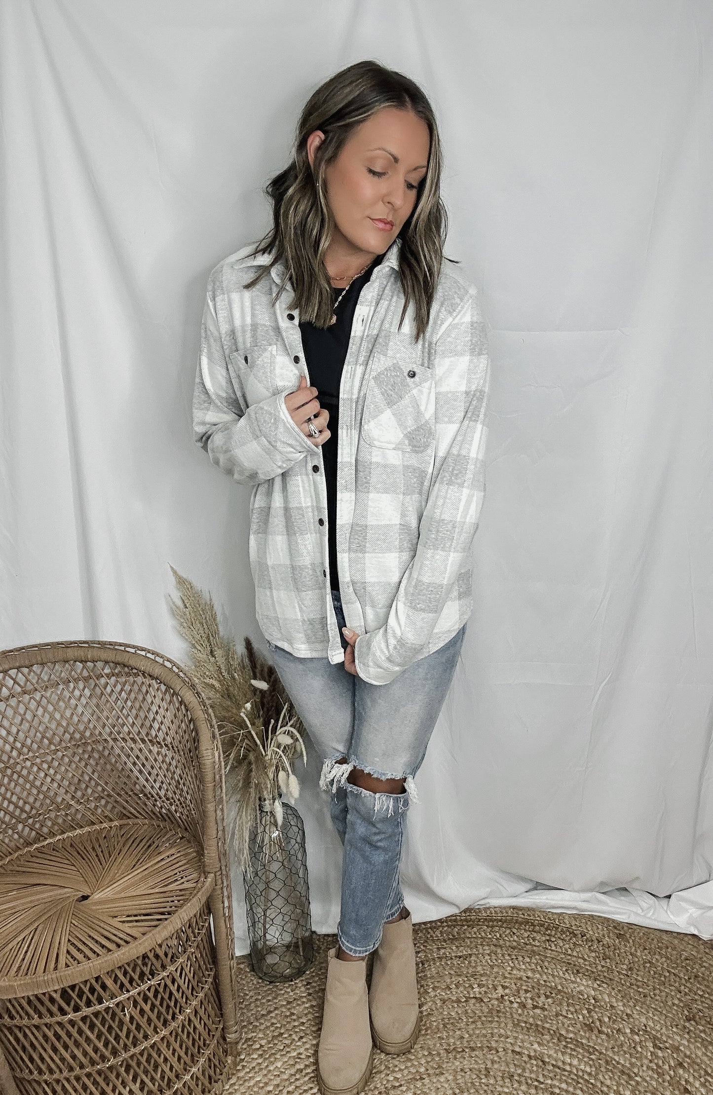Falling For Flannel - Gray Check