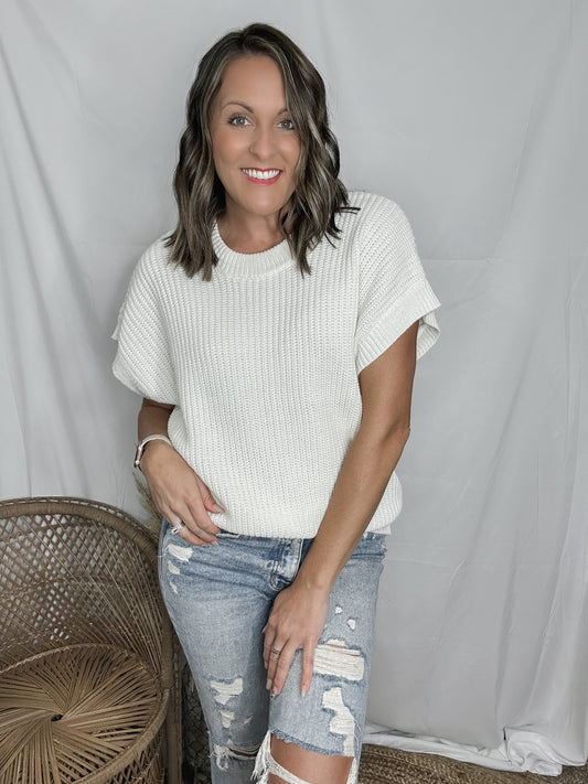 Whip Cream Short Sleeve Sweater