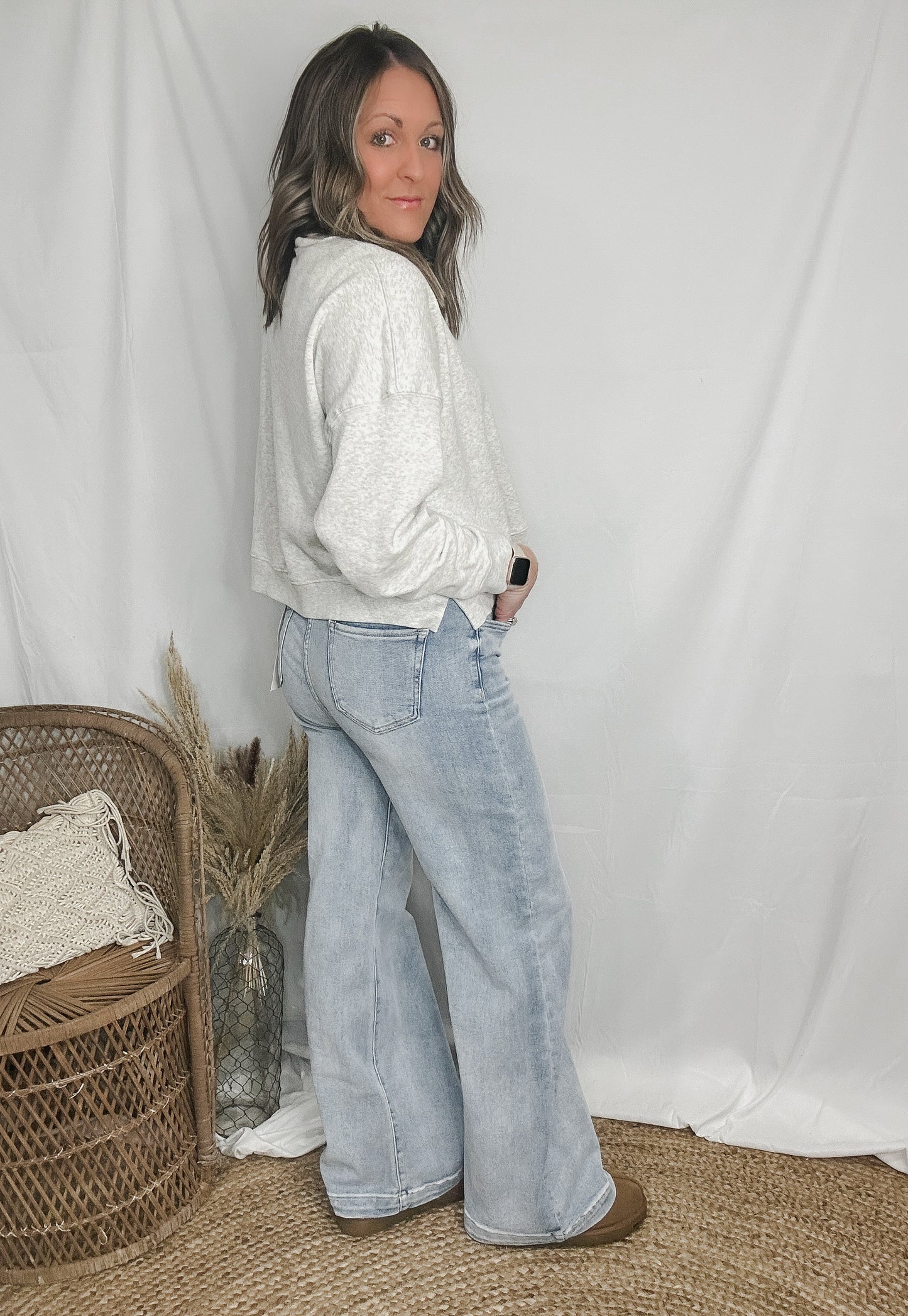 The Avery Wide Leg Risen Denim