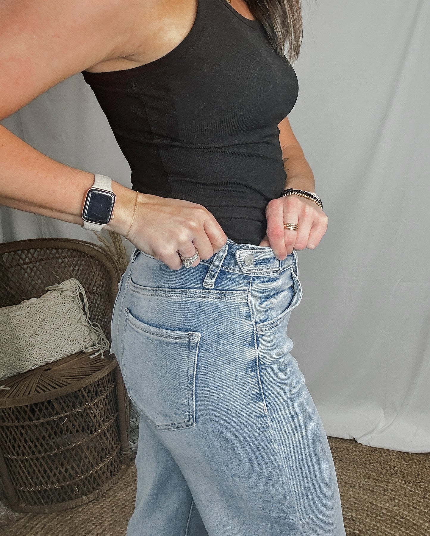 The Avery Wide Leg Risen Denim