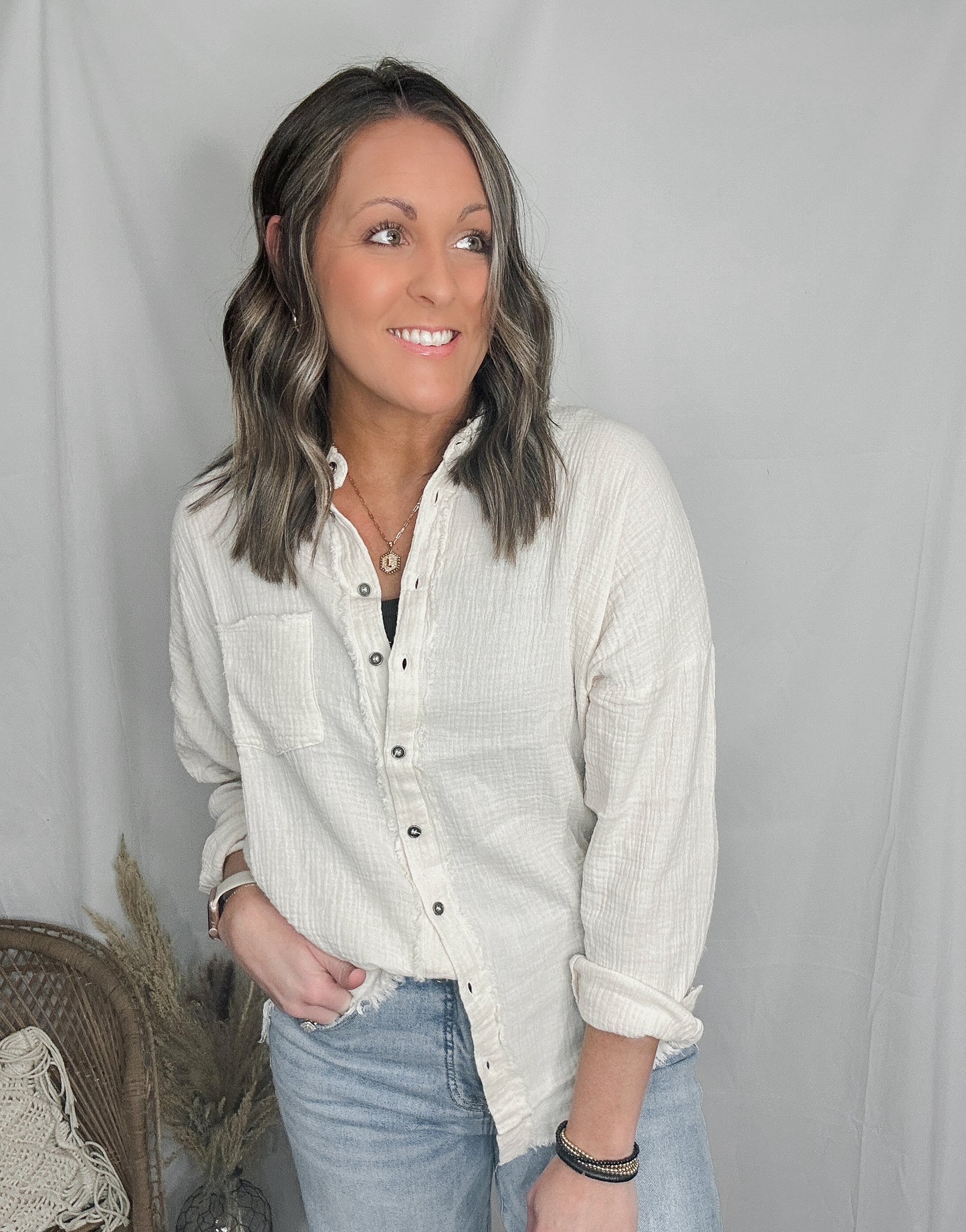 Raw Edge Button Down