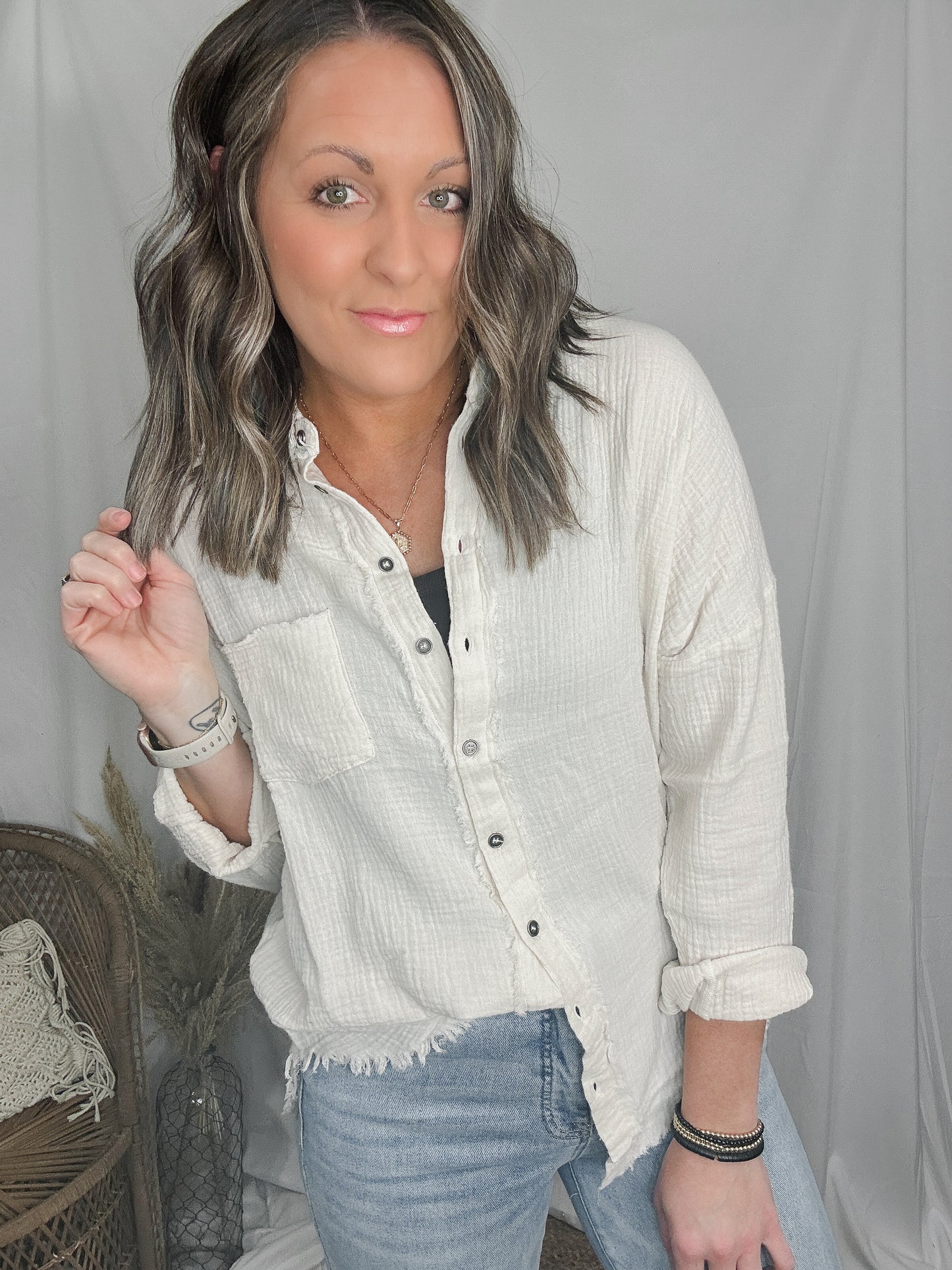 Raw Edge Button Down