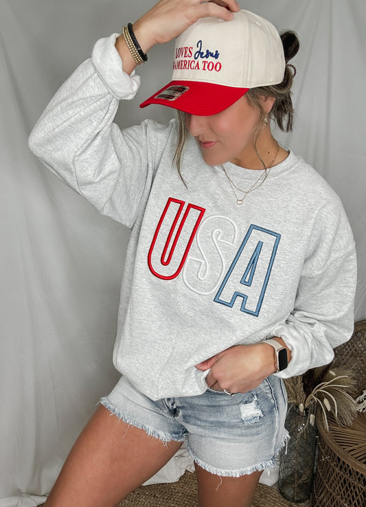 Classic USA Puff Print Crewneck