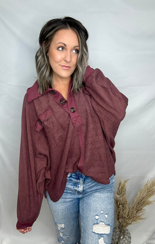 Fall In Love Top - Burgundy