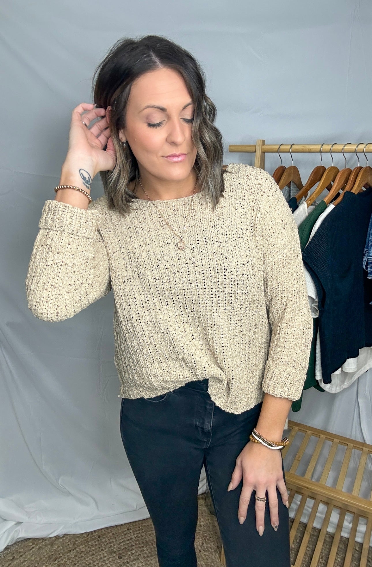 Button Back Knit Pullover