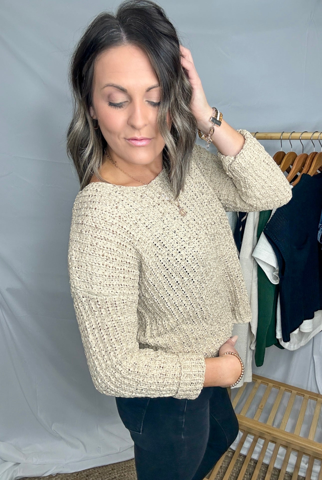Button Back Knit Pullover