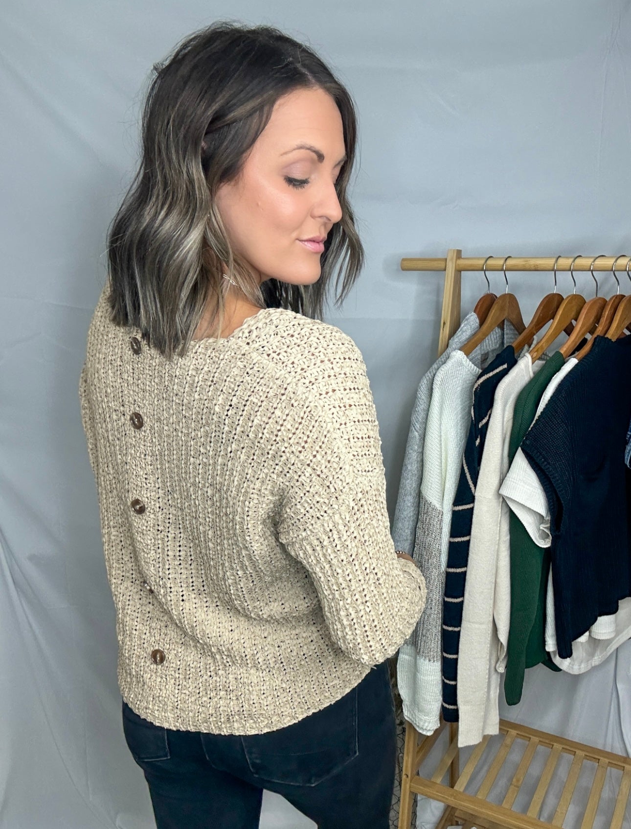 Button Back Knit Pullover