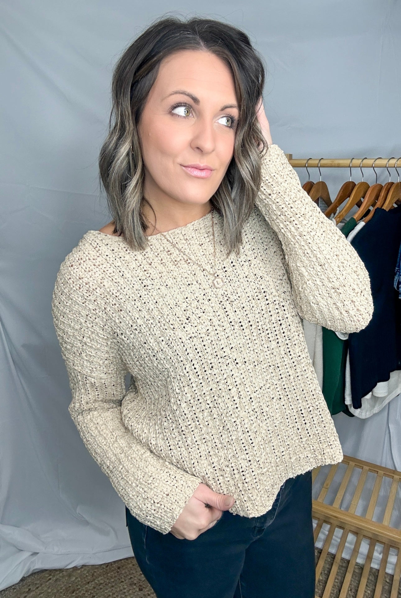 Button Back Knit Pullover