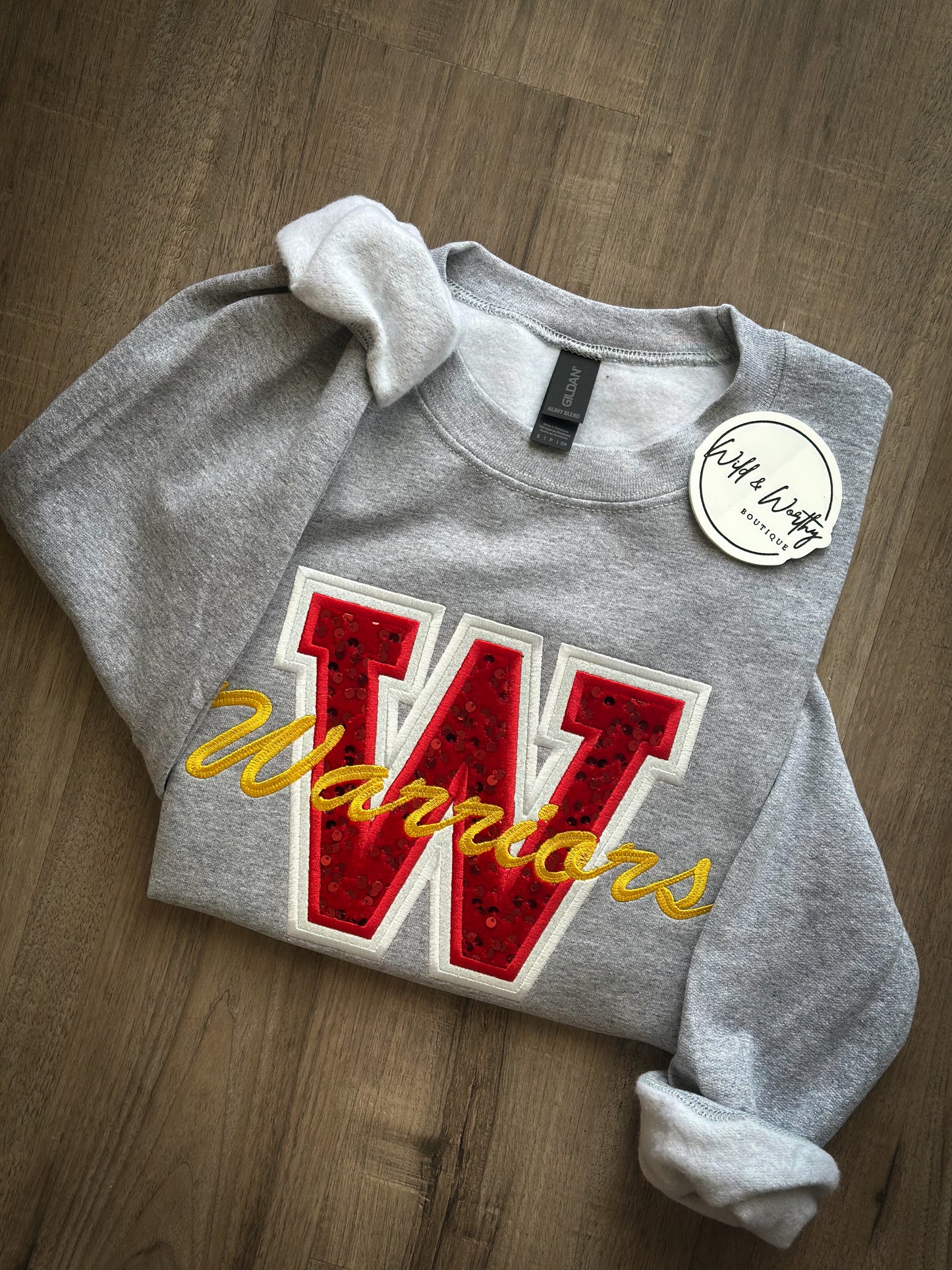 Sequin Spirit Varsity Crew - Warriors