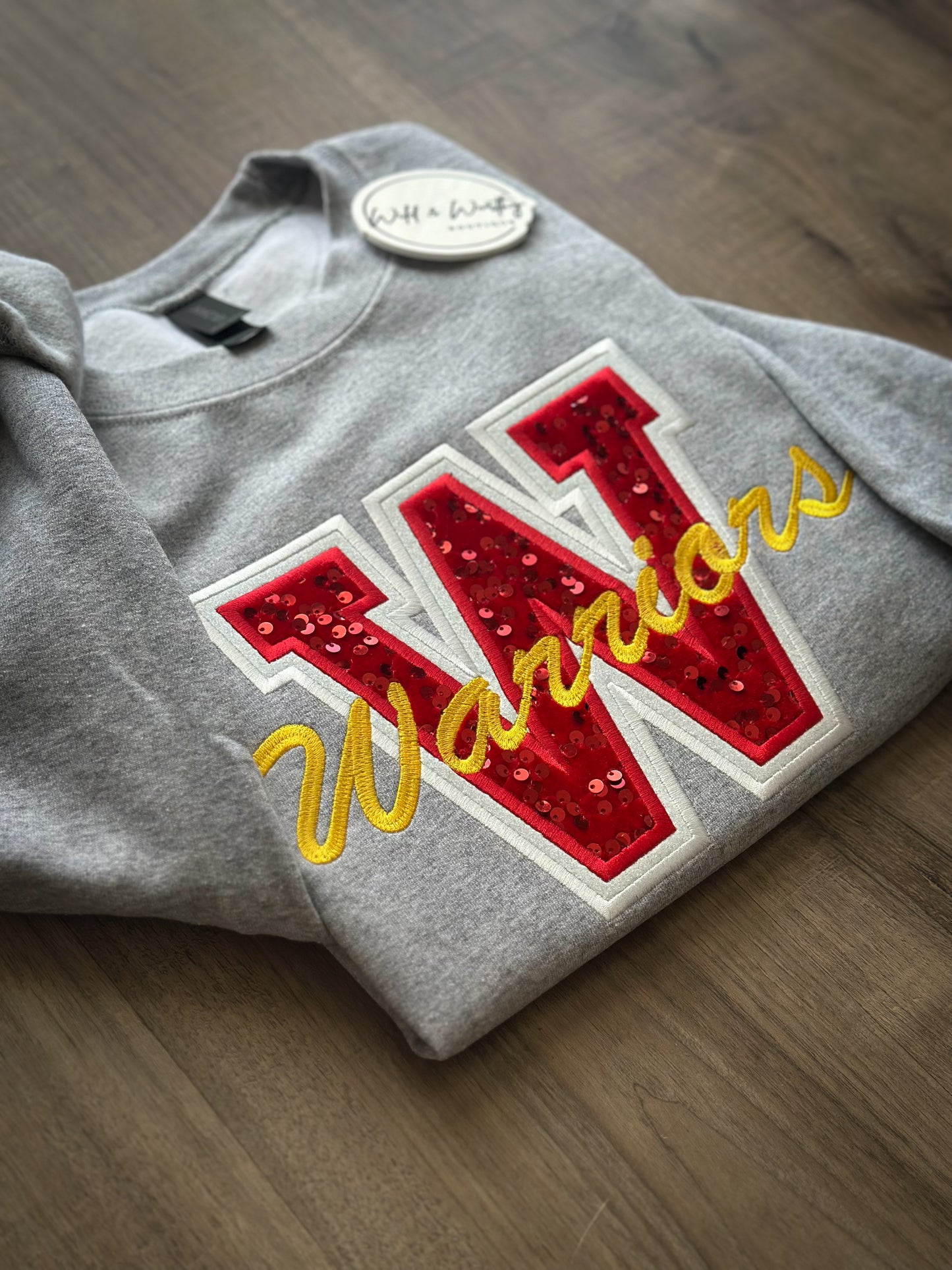 Sequin Spirit Varsity Crew - Warriors
